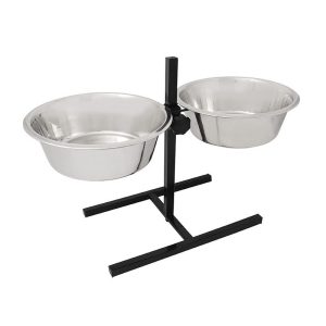 SET BOWLS-COMEDERO REGULABLE EN ALTURA ACERO INOX. 2X2,8L (SOPORTE INCLUIDO)